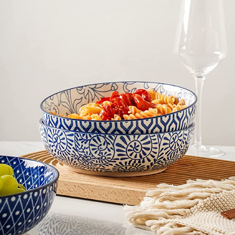 QXXSJ Ceramic 50 Ounce Pasta Bowls Set Of 4 8.6 Inch Large Salad